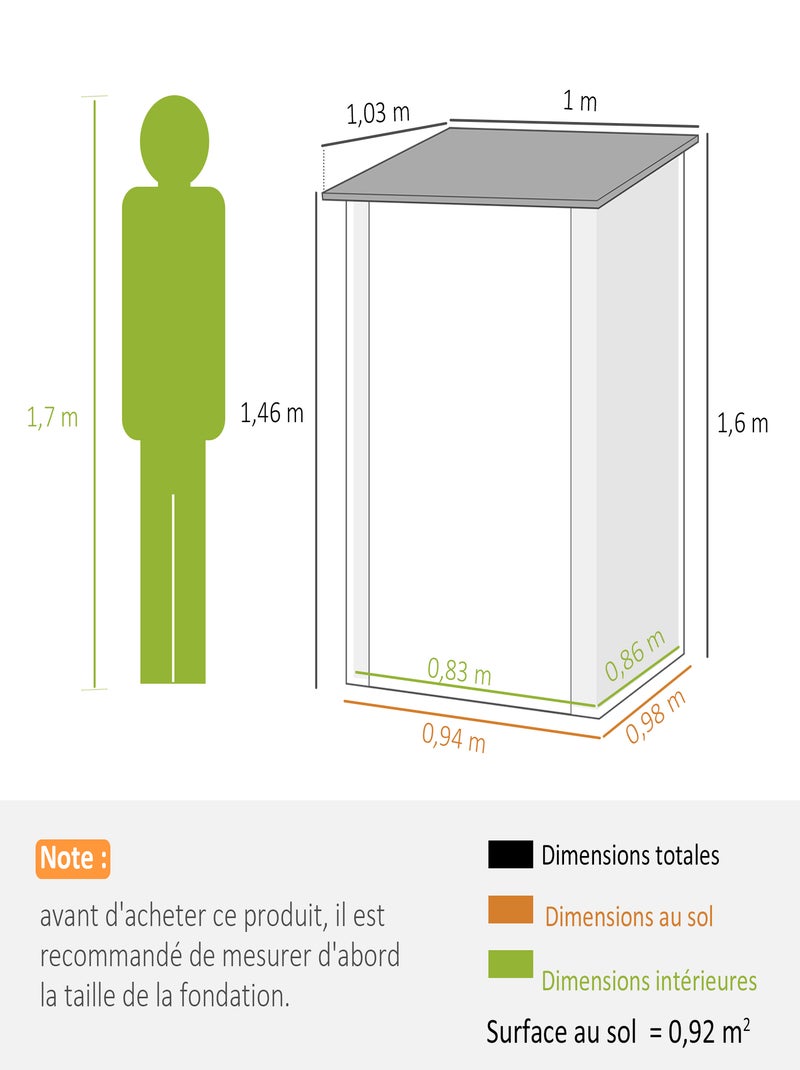 Abri de jardin porte verrouillable Marron - Kiabi