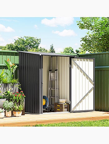 Abri de jardin porte verrouillable tôle d'acier ondulée anthracite