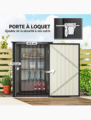Abri de jardin porte verrouillable tôle d'acier ondulée anthracite