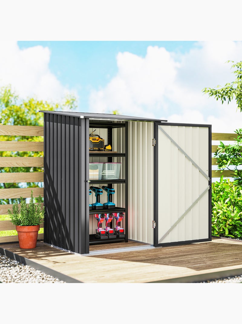 Abri de jardin porte verrouillable tôle d'acier ondulée anthracite Gris - Kiabi