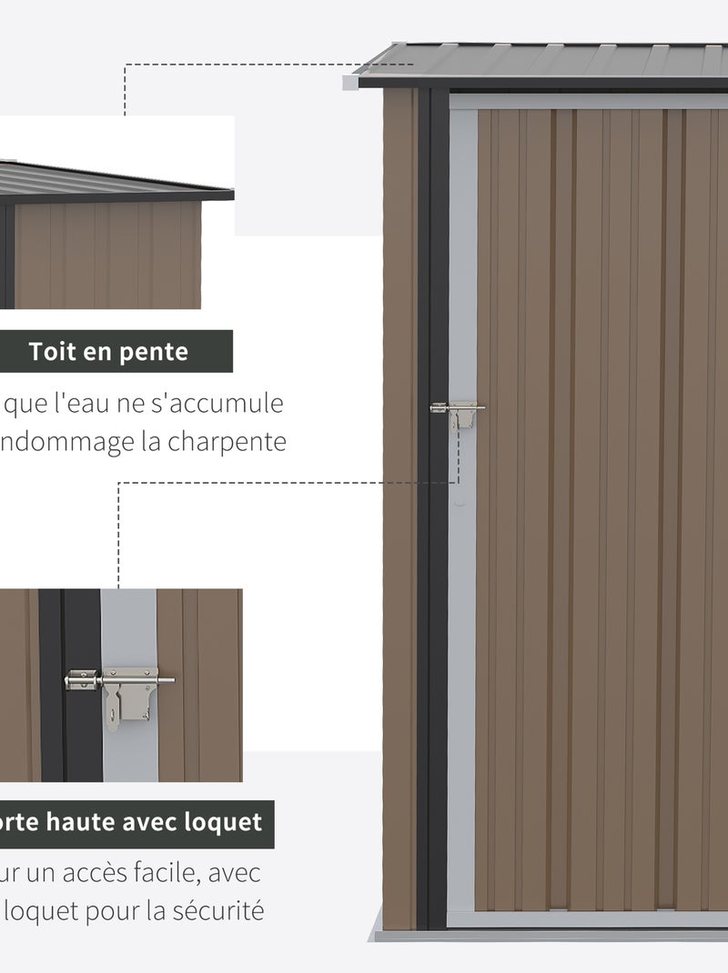 Abri de jardin porte verrouillable tôle Marron - Kiabi