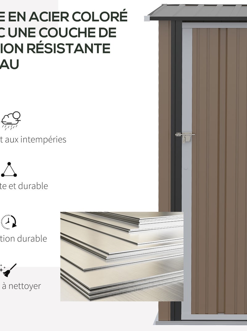Abri de jardin porte verrouillable tôle Marron - Kiabi