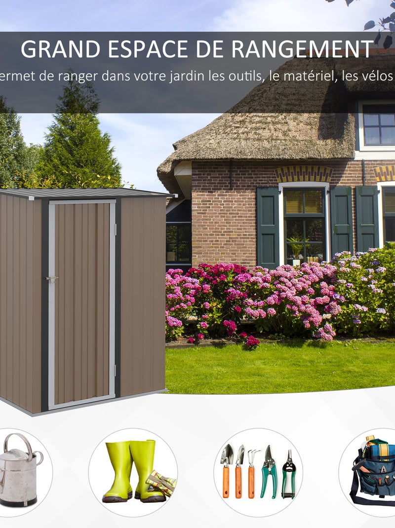 Abri de jardin porte verrouillable tôle Marron - Kiabi