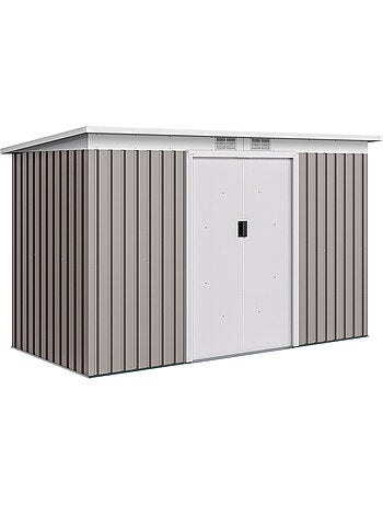 Abri de jardin portes verrouillables tôle d'acier bicolore gris
