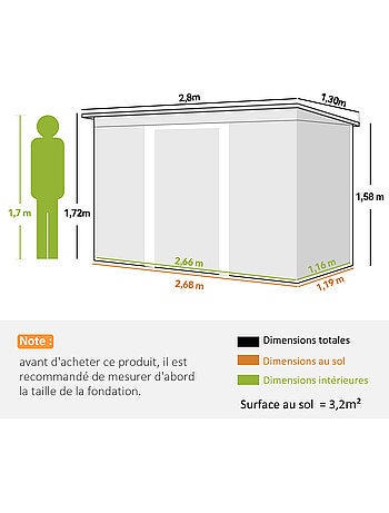 Abri de jardin portes verrouillables tôle
