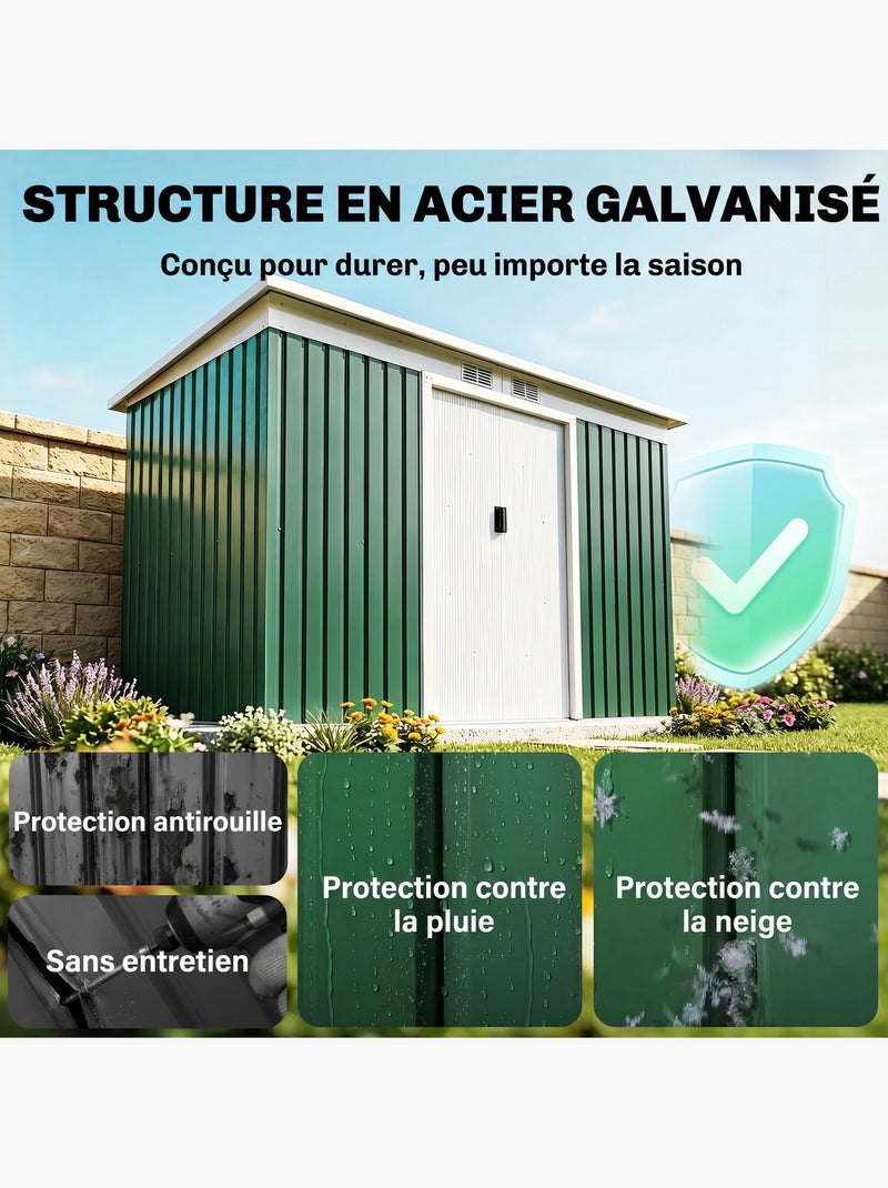 Abri de jardin portes verrouillables tôle d'acier Blanc Blanc - Kiabi