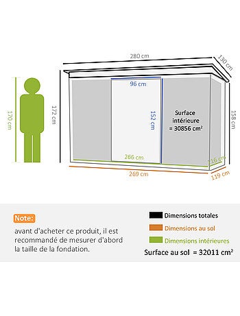 Abri de jardin portes verrouillables tôle