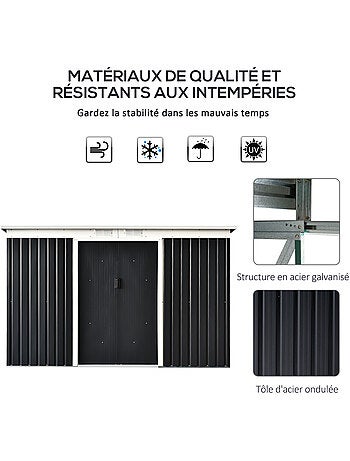 Abri de jardin portes verrouillables tôle