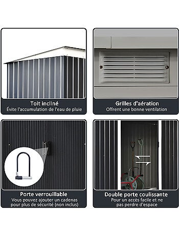 Abri de jardin portes verrouillables tôle