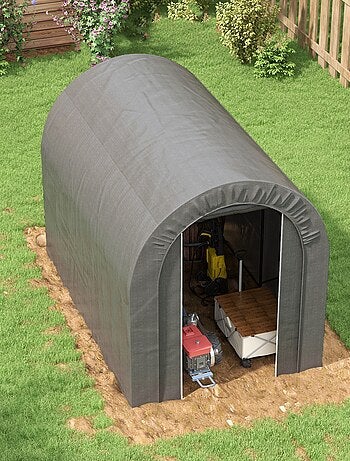 Abri de jardin rangement extérieur - porte zippée - acier galvanisé PE gris