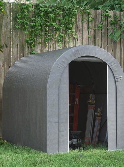 Abri de jardin rangement extérieur - porte zippée - acier galvanisé PE gris - Kiabi