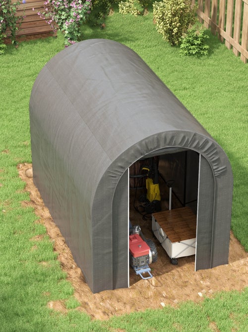 Abri de jardin rangement extérieur - porte zippée - acier galvanisé PE gris - Kiabi