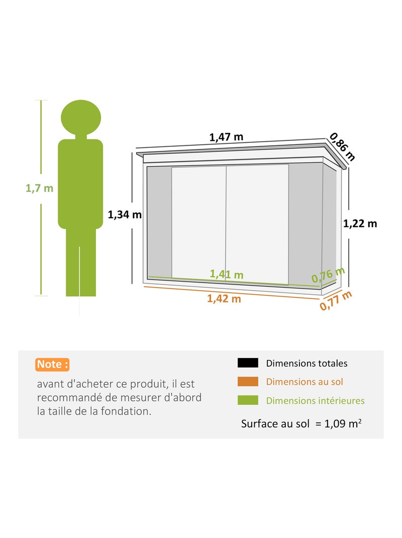 Abri de jardin, remise pour outils Noir - Kiabi