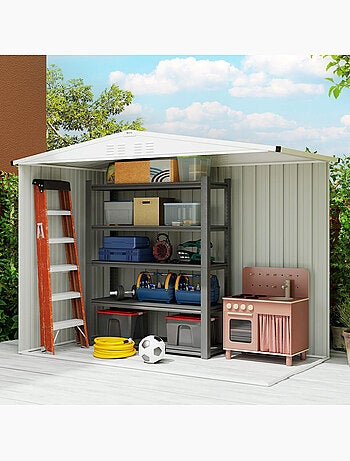 Abri de jardin surface 2,7 m² - 2 portes fenêtres évents - tôle d'acier