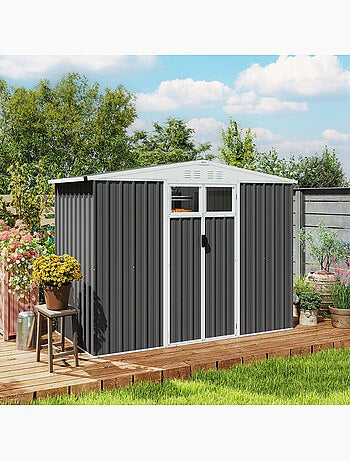 Abri de jardin surface 2,7 m² - 2 portes fenêtres évents - tôle d'acier