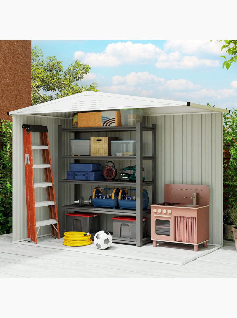 Abri de jardin surface 2,7 m² - 2 portes fenêtres évents - tôle d'acier Gris - Kiabi