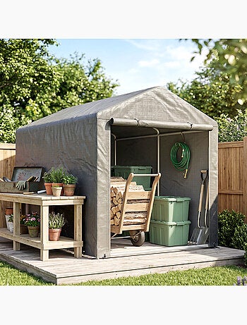 Abri de jardin tente de stockage cadre acier galvanisé 1,6 x 2,2 m gris clair