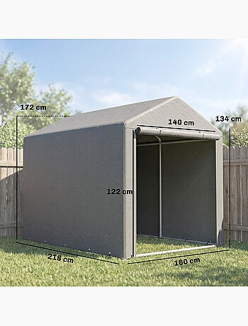 Abri de jardin tente de stockage cadre acier galvanisé 1,6 x 2,2 m gris clair