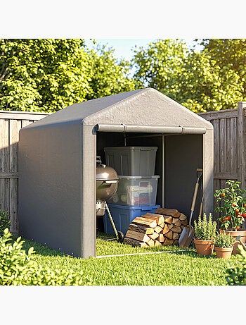 Abri de jardin tente de stockage cadre acier galvanisé 1,6 x 2,2 m gris clair
