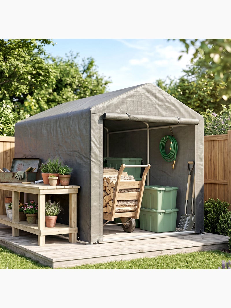 Abri de jardin tente de stockage cadre acier galvanisé 1,6 x 2,2 m gris clair Gris - Kiabi