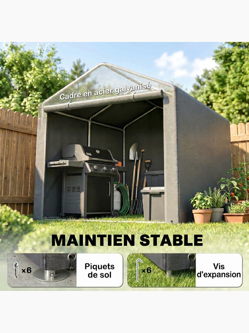 Abri de jardin tente de stockage cadre acier galvanisé 1,6 x 2,2 m gris clair Gris - Kiabi