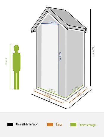 Abri de jardin verrouillable avec fenêtre résine PP ondulée anthracite