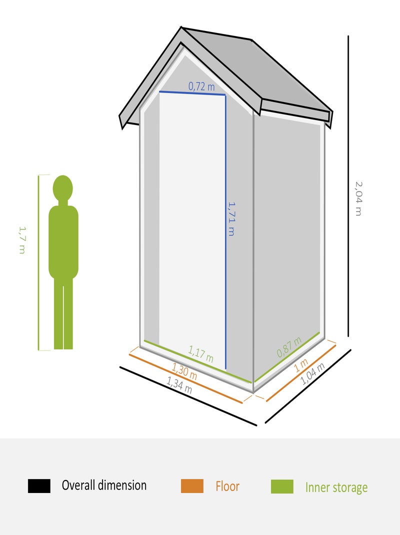 Abri de jardin verrouillable avec fenêtre résine PP ondulée anthracite Gris - Kiabi