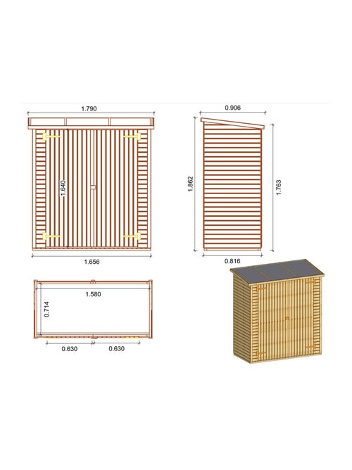 Abri jardin bois adossable - Kiabi