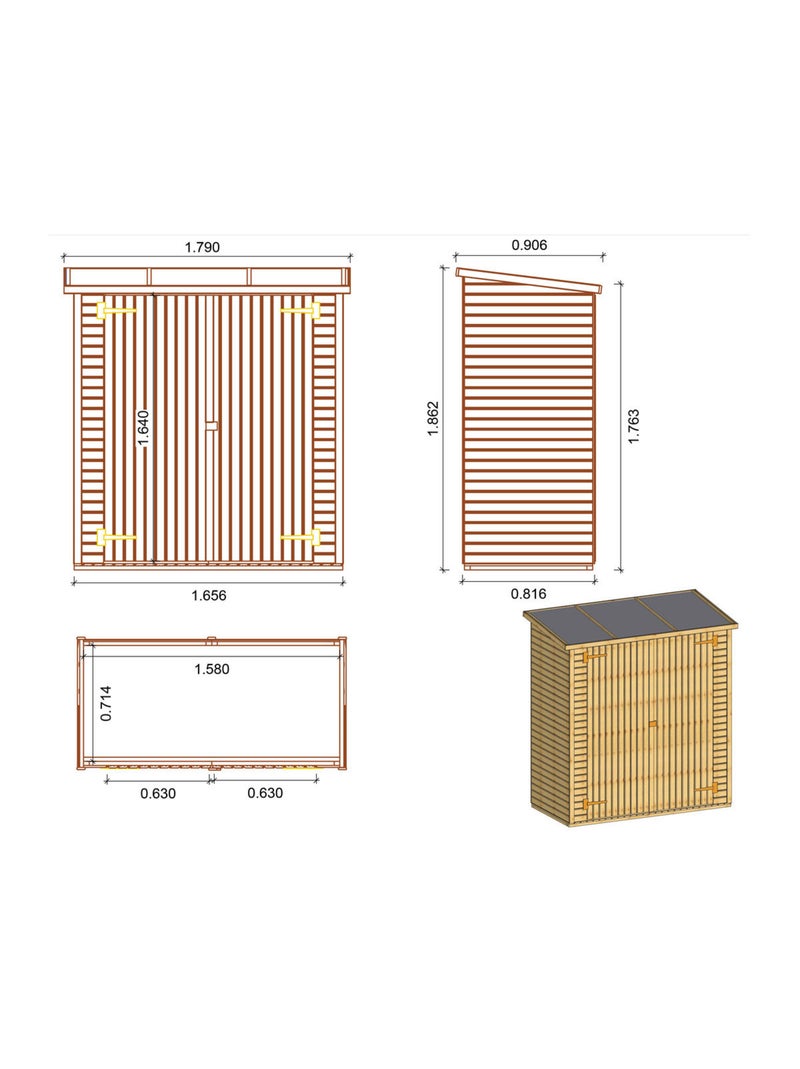 Abri jardin bois adossable Bois naturel - Kiabi