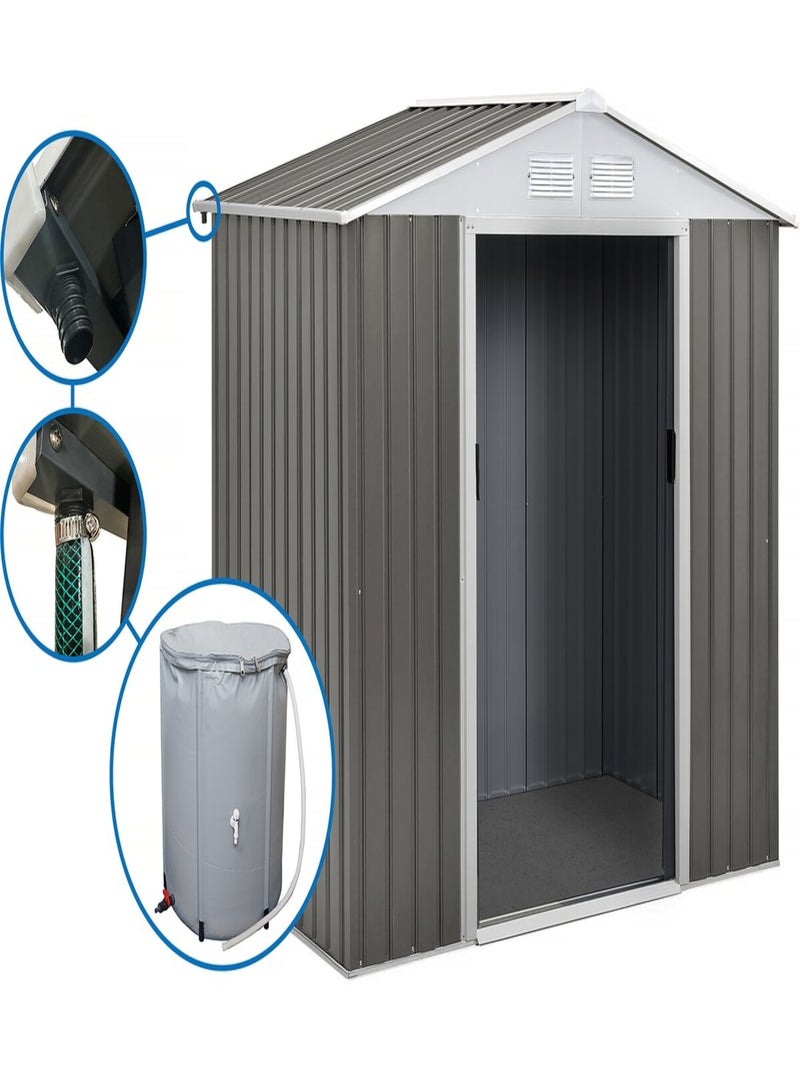 Abri jardin métal "Dallas" - 4.07 m² avec gouttière et récupérateur d'eau - Taupe Taupe - Kiabi