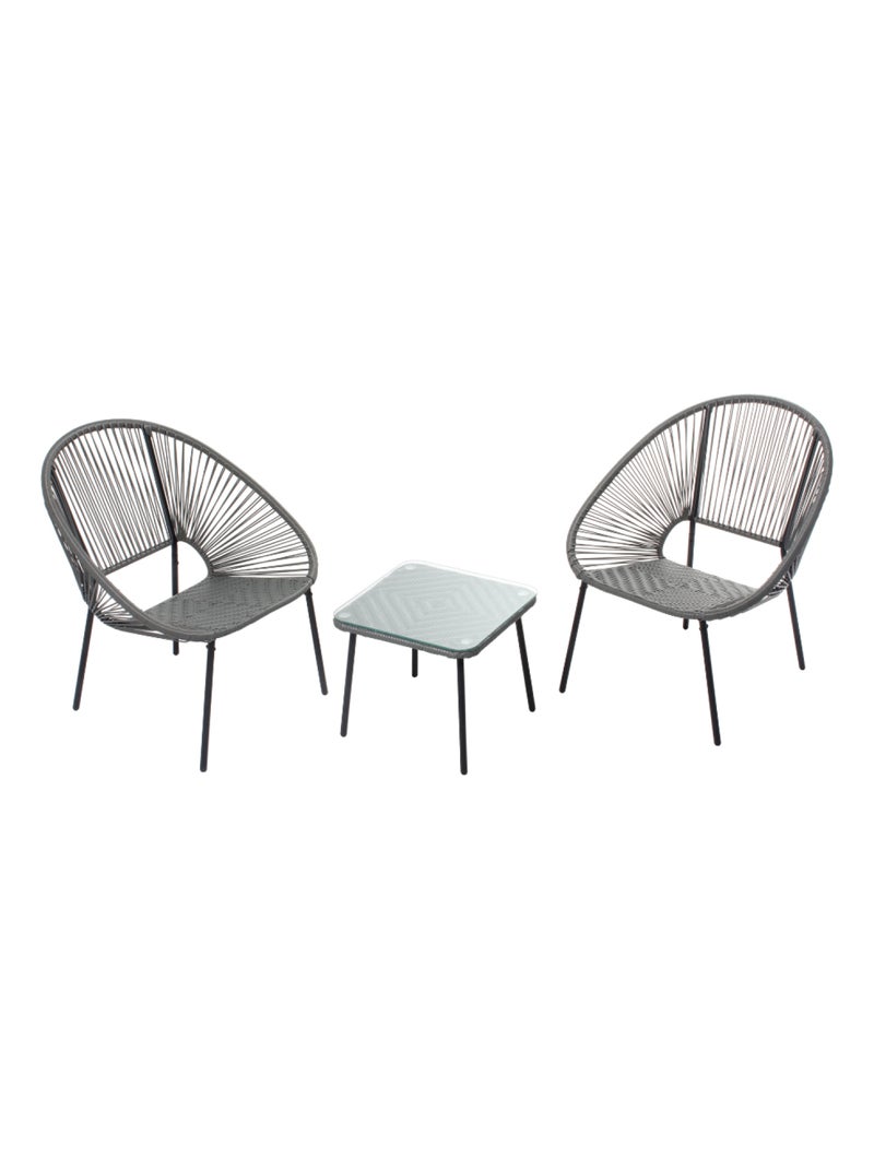 Acapulco - Set de 2 fauteuils + table basse gris foncé Gris - Kiabi