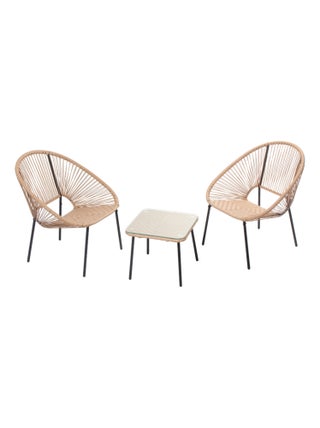 Acapulco - Set de 2 fauteuils + table basse naturel