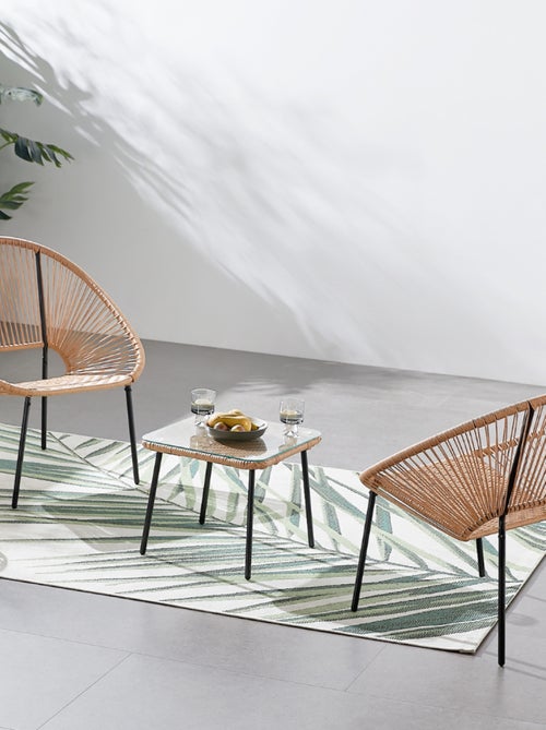 Acapulco - Set de 2 fauteuils + table basse naturel - Kiabi