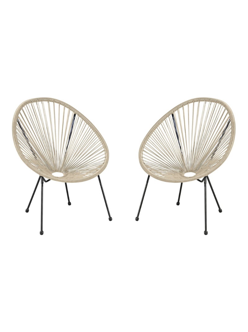 Acapulco Beige 2 chaises de jardin Effet Rotin Beige - Kiabi