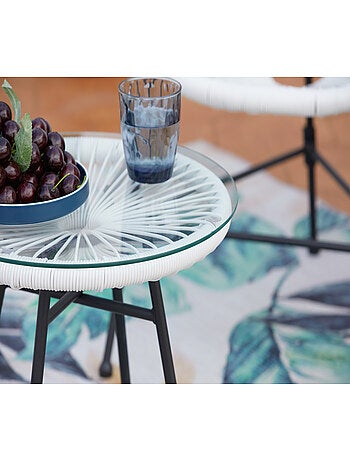 ACAPULCO Salon de jardin 2 fauteuils ronds et table basse vert