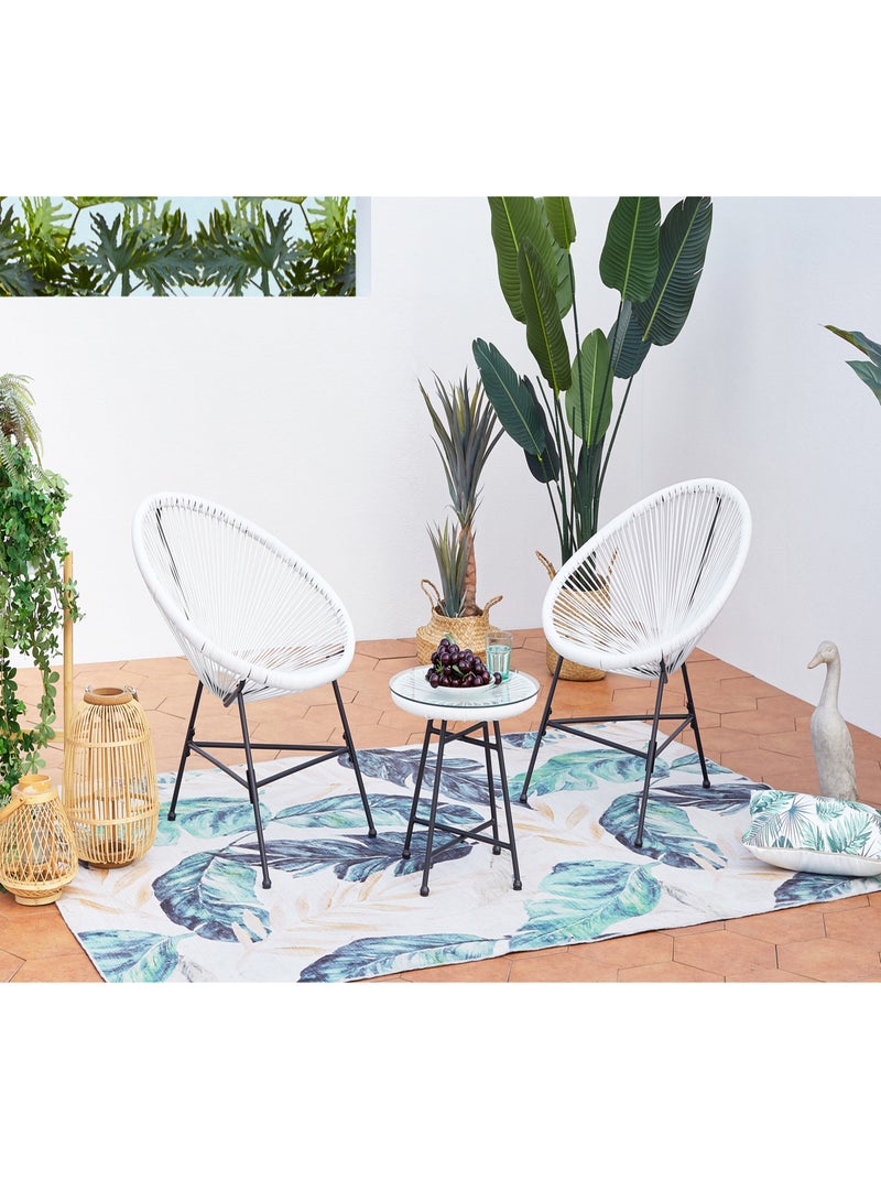 ACAPULCO Salon de jardin 2 fauteuils ronds et table basse blanc Blanc - Kiabi