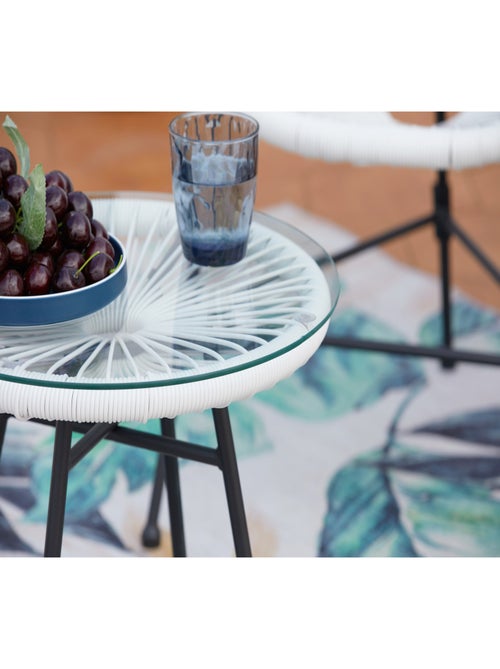 ACAPULCO Salon de jardin 2 fauteuils ronds et table basse blanc - Kiabi