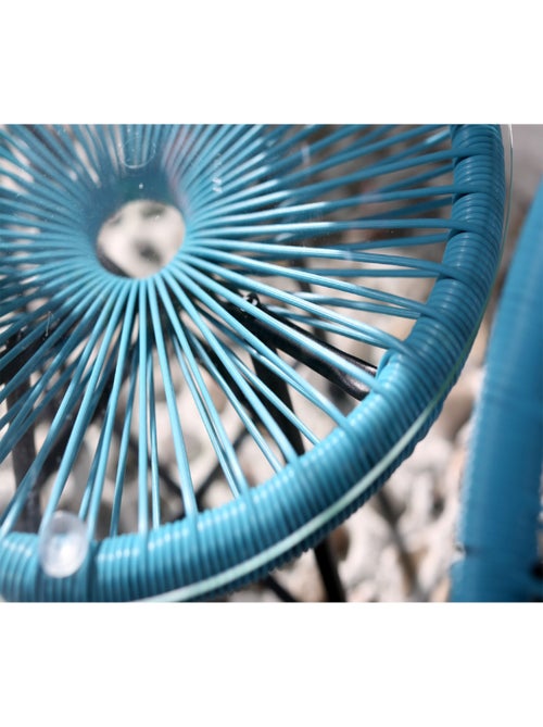 ACAPULCO Salon de jardin 2 fauteuils ronds et table basse bleu - Kiabi