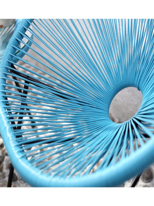 ACAPULCO Salon de jardin 2 fauteuils ronds et table basse bleu - Kiabi