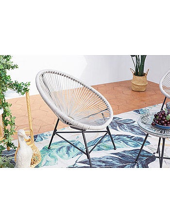 ACAPULCO Salon de jardin 2 fauteuils ronds et table basse vert