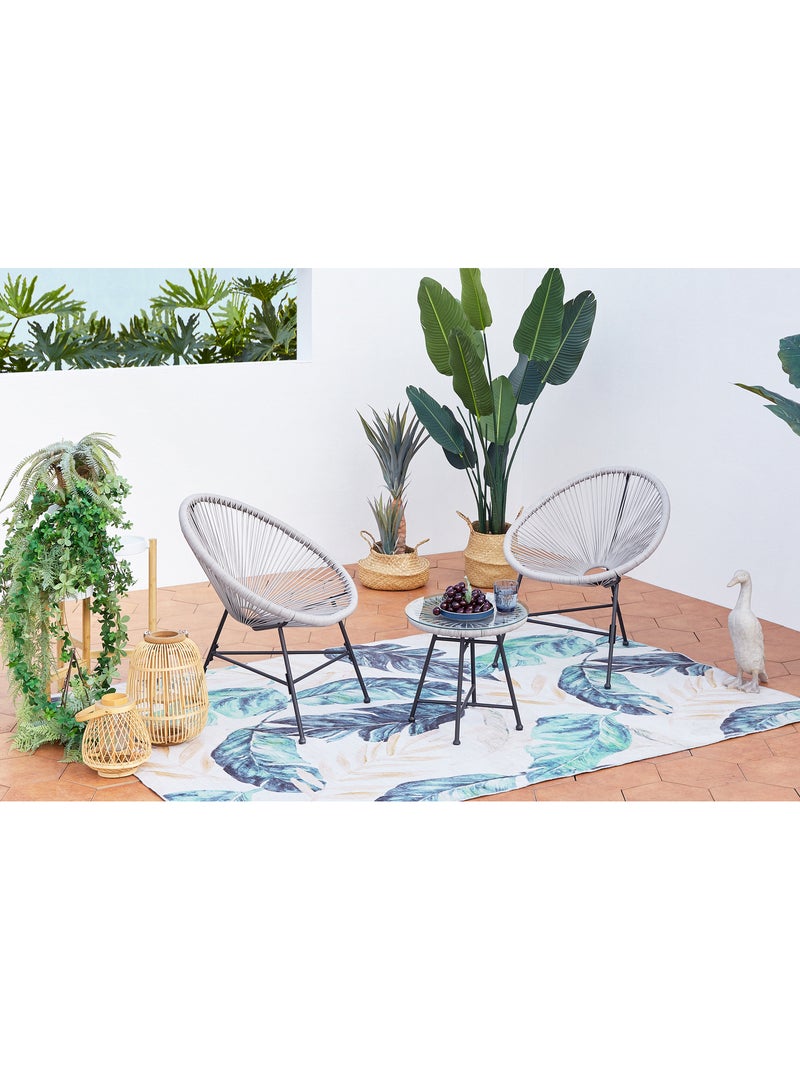 ACAPULCO Salon de jardin 2 fauteuils ronds et table basse gris clair Gris clair - Kiabi