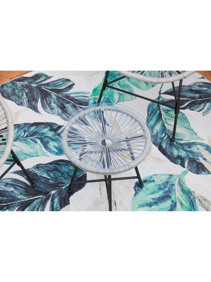 ACAPULCO Salon de jardin 2 fauteuils ronds et table basse gris clair Gris clair - Kiabi
