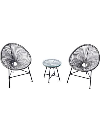 ACAPULCO Salon de jardin 2 fauteuils ronds et table basse vert