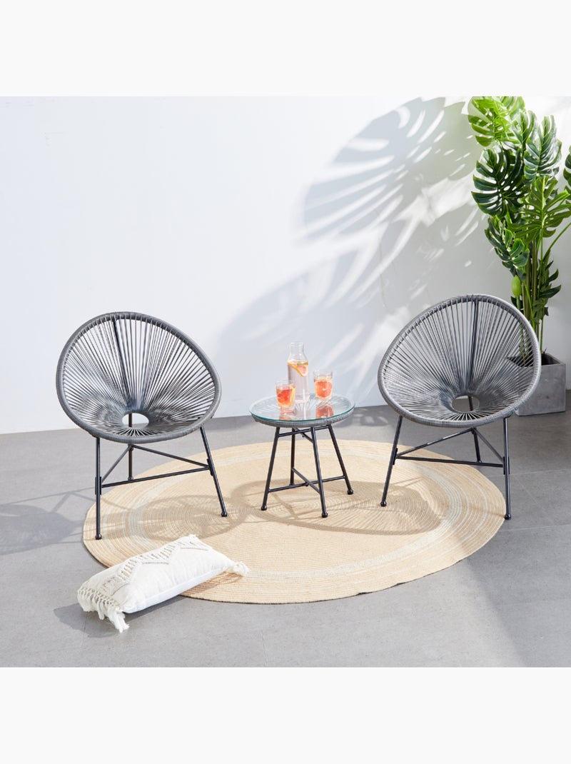 ACAPULCO Salon de jardin 2 fauteuils ronds et table basse gris Gris - Kiabi