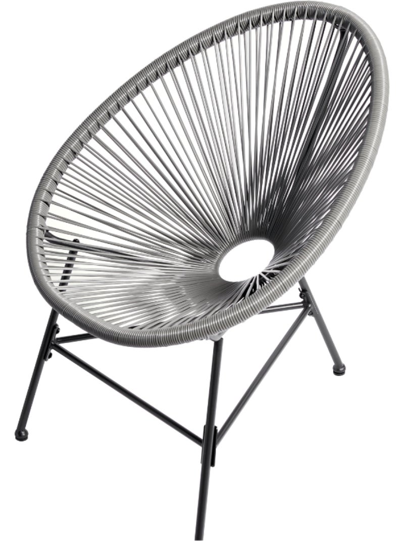ACAPULCO Salon de jardin 2 fauteuils ronds et table basse gris Gris - Kiabi