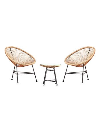 ACAPULCO Salon de jardin 2 fauteuils ronds et table basse vert