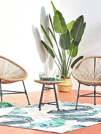 ACAPULCO Salon de jardin 2 fauteuils ronds et table basse vert