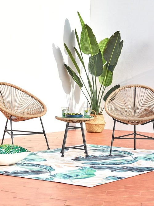 ACAPULCO Salon de jardin 2 fauteuils ronds et table basse naturel - Kiabi