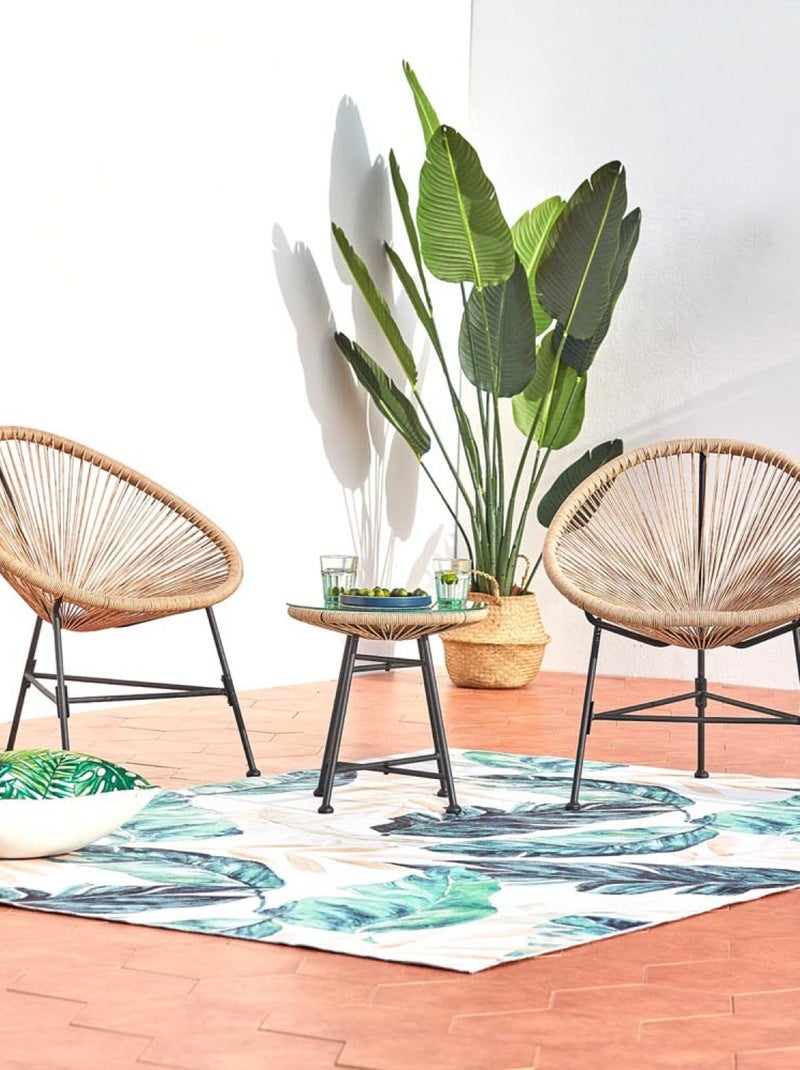 ACAPULCO Salon de jardin 2 fauteuils ronds et table basse naturel Beige - Kiabi