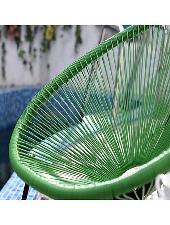 ACAPULCO Salon de jardin 2 fauteuils ronds et table basse vert